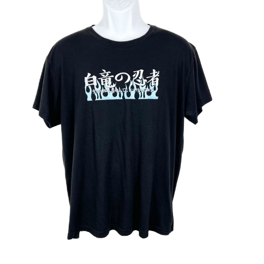 Naruto Shirt Black Men Large Anime Japanese Graphic Fresh Laundry Casual Tee